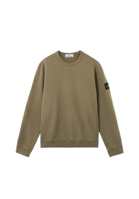 brushed organic cotton fleece sweatshirt man military green STONE ISLAND | K2S15 6100028 S0A20V0054